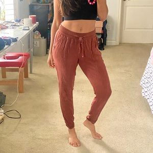 Free people style Soft Rusty Brick Red Jogger Pants